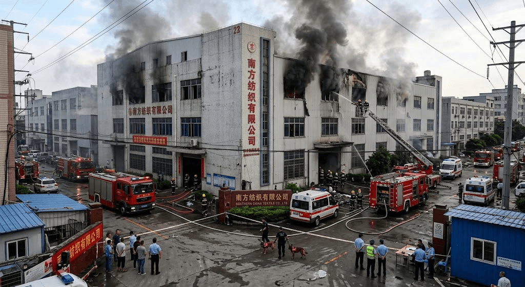 Fatal Factory Inferno: 8 Dead, 1 Injured in Sudden Fire at Southern China Textile Facility
