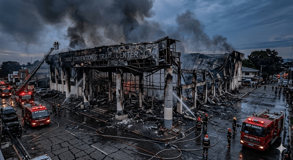 Up in Flames: Massive Fire Guts Davao Convention Center Along Torres Street