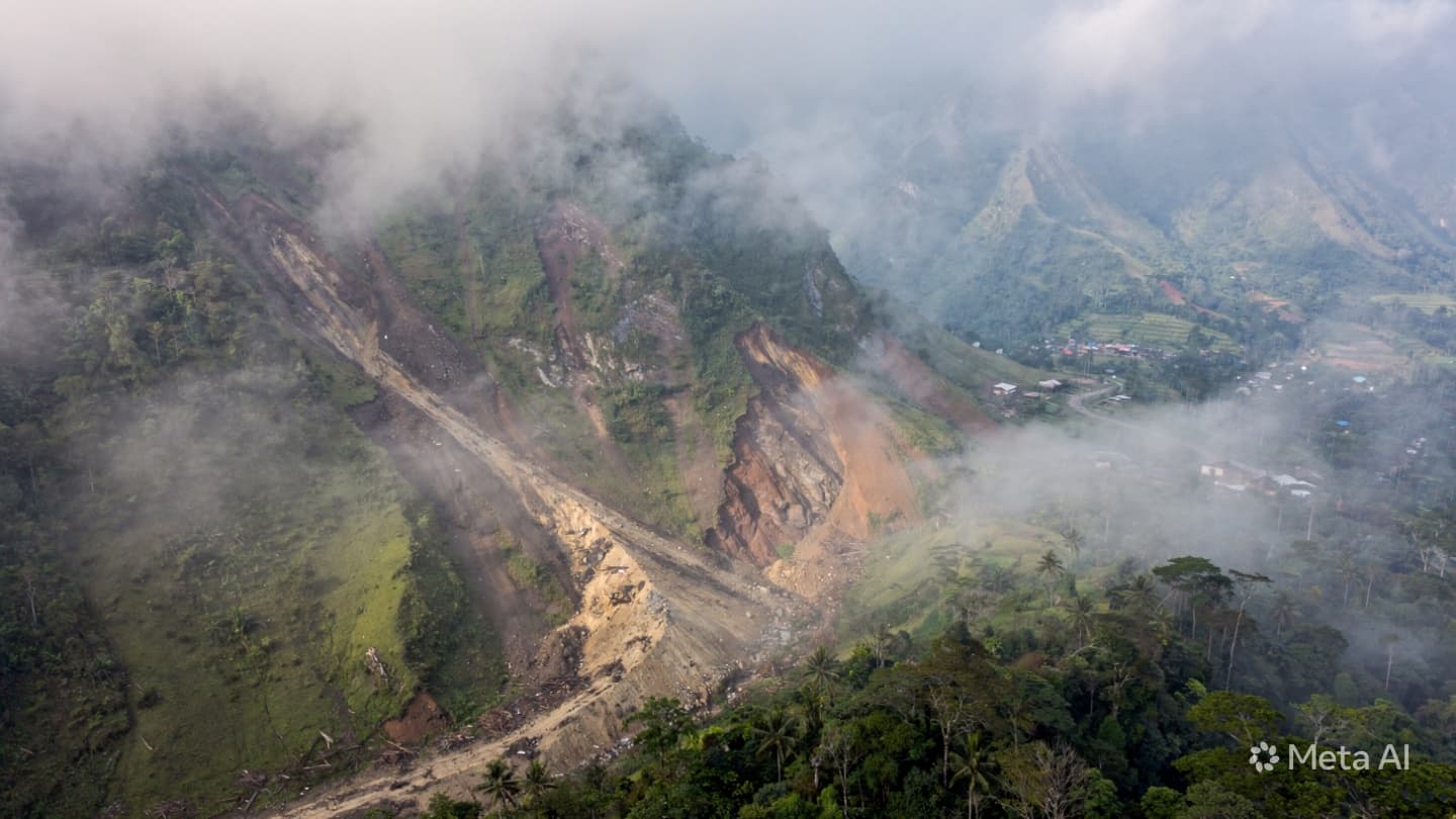 Beneath the Weight of the Mountain Rains, A Village Hillside Crumbles Away