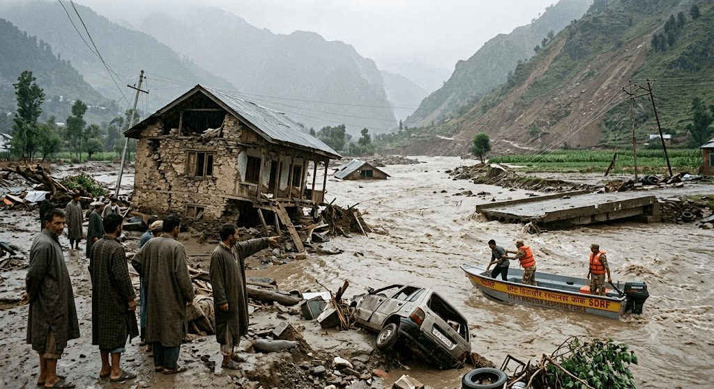 Tragedy in Jammu and Kashmir: At Least 10 Dead as Torrential Flash Floods Devastate Region