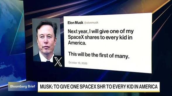 Musk Pledges to Give ‘Every Kid in America’ One SpaceX Share