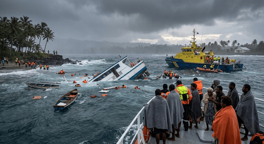 Tragedy at Sea: One Confirmed Dead and Over 30 Missing as Ferry Sinks off Vanuatu