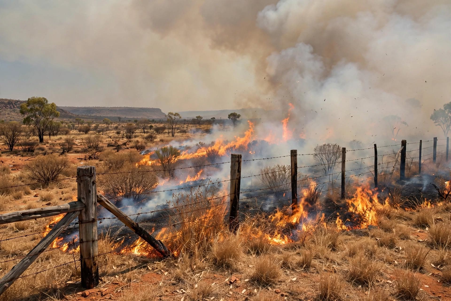 Fast Moving Wildfires Burn Through Australian Outback, Wrecking Ranches, Closing Roads Across Remote Bushland Area