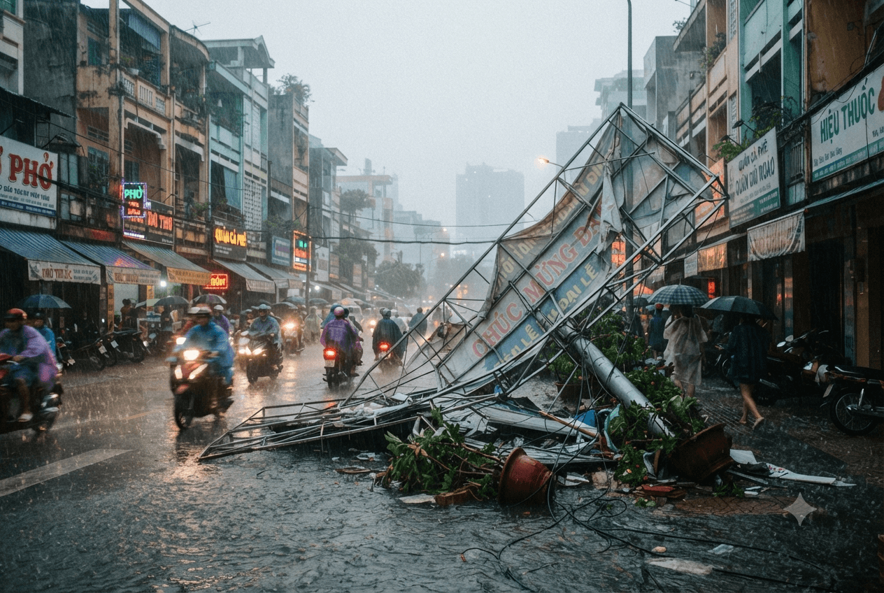 Storm Chaos In Ho Chi Minh City: Five Injured As Billboards Topple Amid Heavy Winds Storm Chaos In Ho Chi Minh City: Five Injured As Billboards Topple Amid Heavy Winds