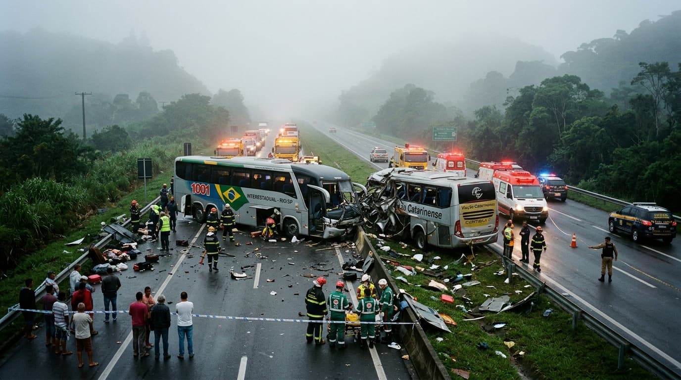 Interstate Bus Crash On BR-116 Highway Kills Four, Dozens Injured As Rescue Teams Respond Interstate Bus Crash On BR-116 Highway Kills Four, Dozens Injured As Rescue Teams Respond