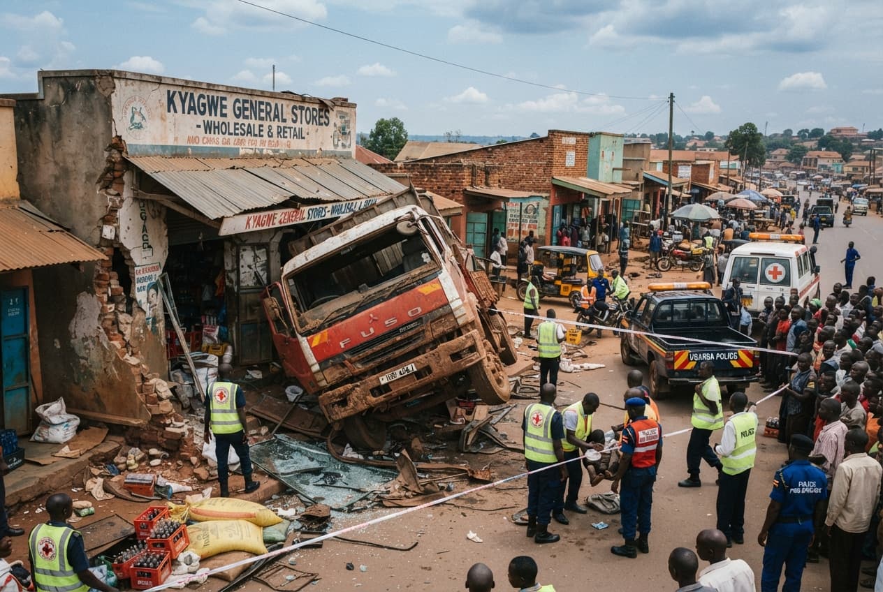 Uganda Market Disaster: Six Dead After Overloaded Truck Loses Brakes and Crashes Uganda Market Disaster: Six Dead After Overloaded Truck Loses Brakes and Crashes