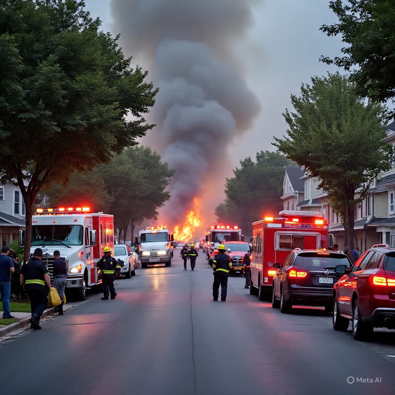 In the Glow of Uncertain Light: A Neighborhood Pauses as Flames Take Hold In the Glow of Uncertain Light: A Neighborhood Pauses as Flames Take Hold
