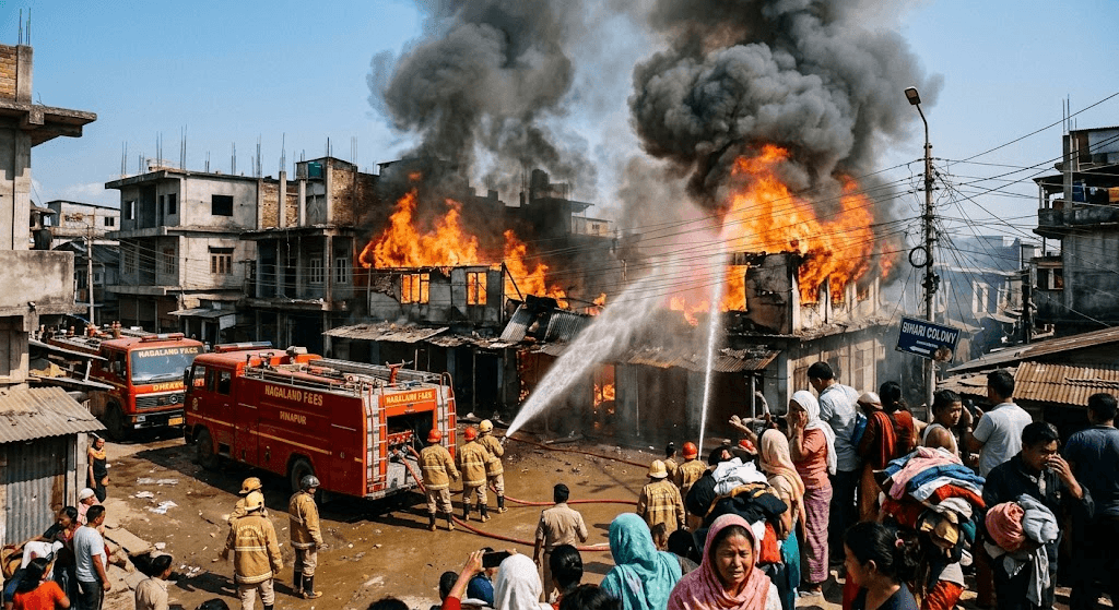 Inferno in Dimapur: Massive Fire Breaks Out at Bihari Colony Inferno in Dimapur: Massive Fire Breaks Out at Bihari Colony