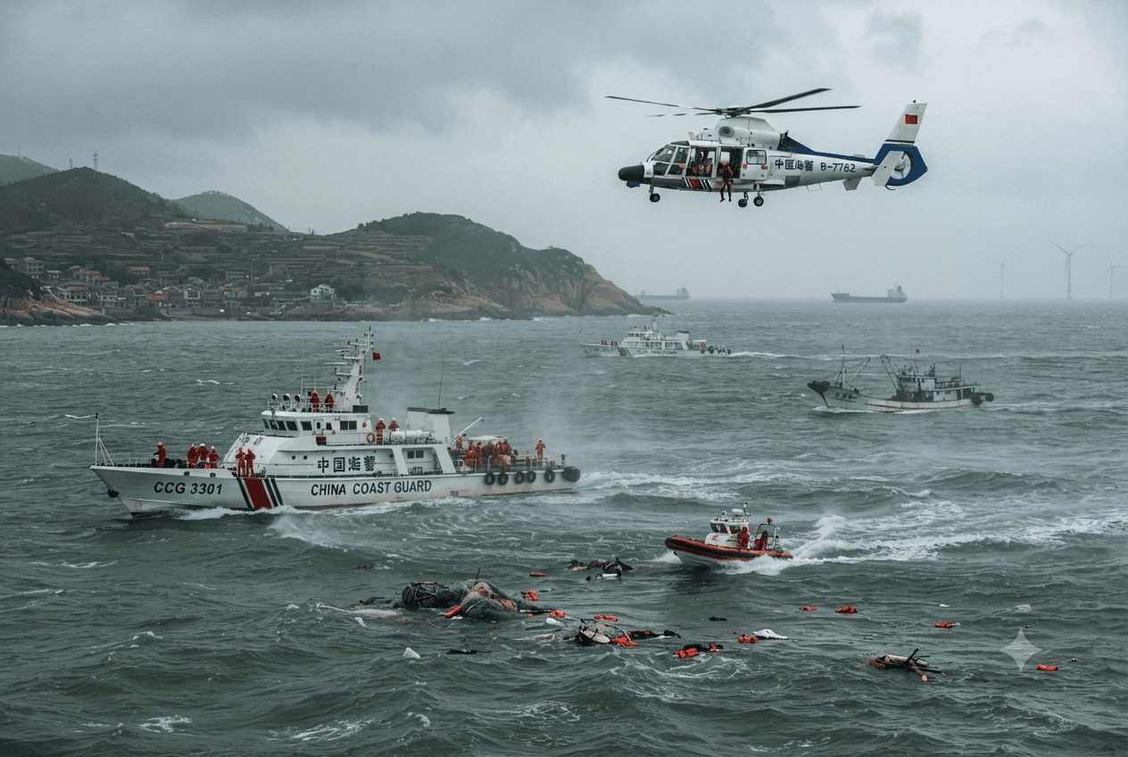 Fatal Sea Collision: Passenger Ferry Sinks After Impact with Cargo Vessel Near Zhejiang Coast Fatal Sea Collision: Passenger Ferry Sinks After Impact with Cargo Vessel Near Zhejiang Coast