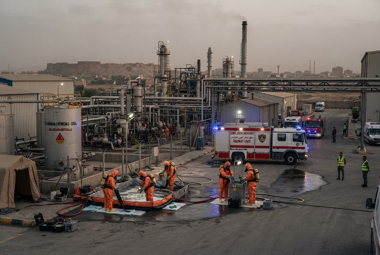 Erbil Industrial Leak: Hazardous Chemical Vapor Release Forces Immediate Evacuation of Surrounding Factory Zone Erbil Industrial Leak: Hazardous Chemical Vapor Release Forces Immediate Evacuation of Surrounding Factory Zone