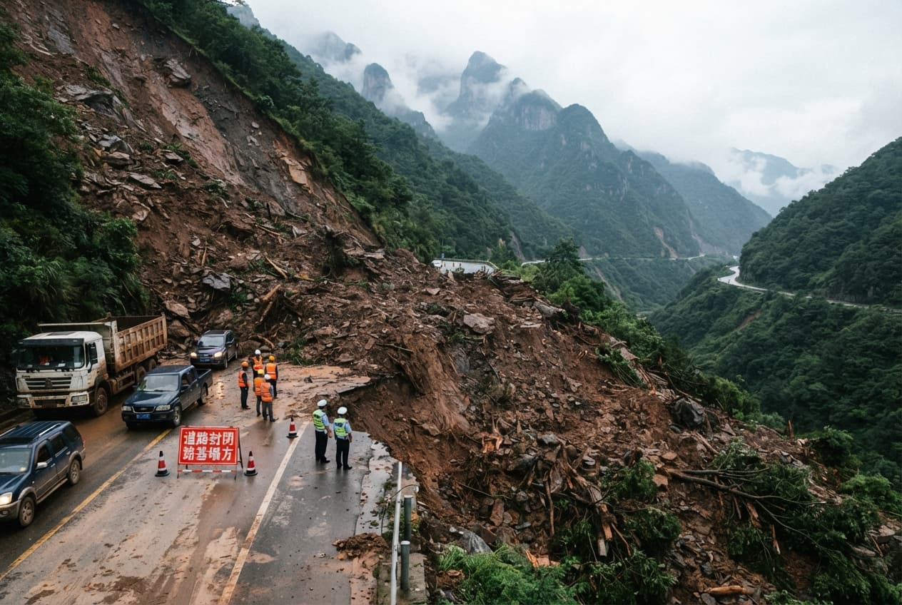 Deadly Mudslide Disaster: Highway Maintenance Crew Buried Under Earth in Shaanxi Province Today Deadly Mudslide Disaster: Highway Maintenance Crew Buried Under Earth in Shaanxi Province Today