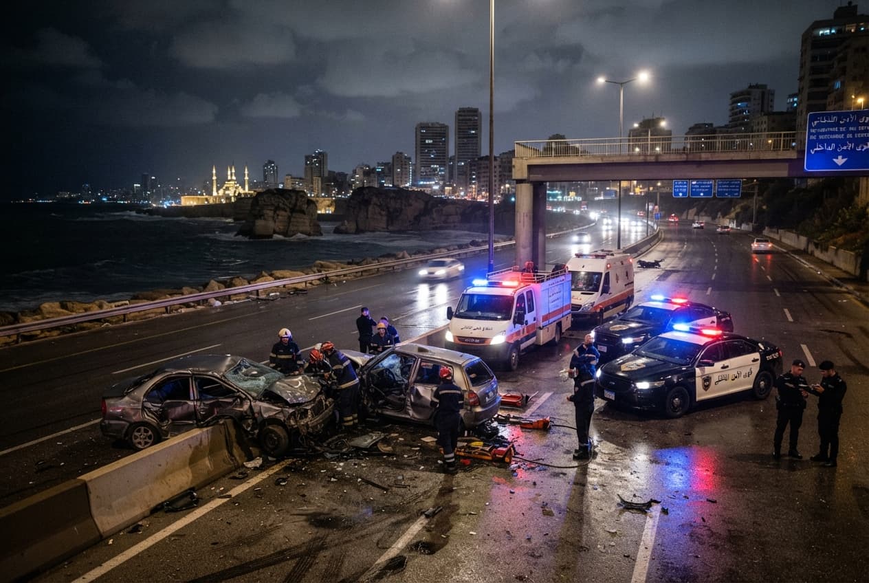 Beirut Coastal Crash: High Speed Car Collision Kills Two Young Drivers Instantly Beirut Coastal Crash: High Speed Car Collision Kills Two Young Drivers Instantly