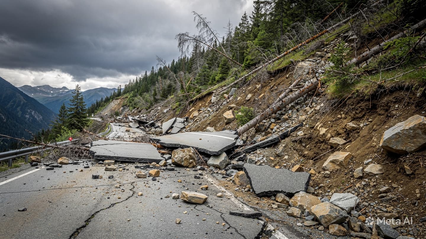 Tragic Road Collapse: Two Lives Lost After Mountain Slope Fails Due To Heavy Rain Tragic Road Collapse: Two Lives Lost After Mountain Slope Fails Due To Heavy Rain