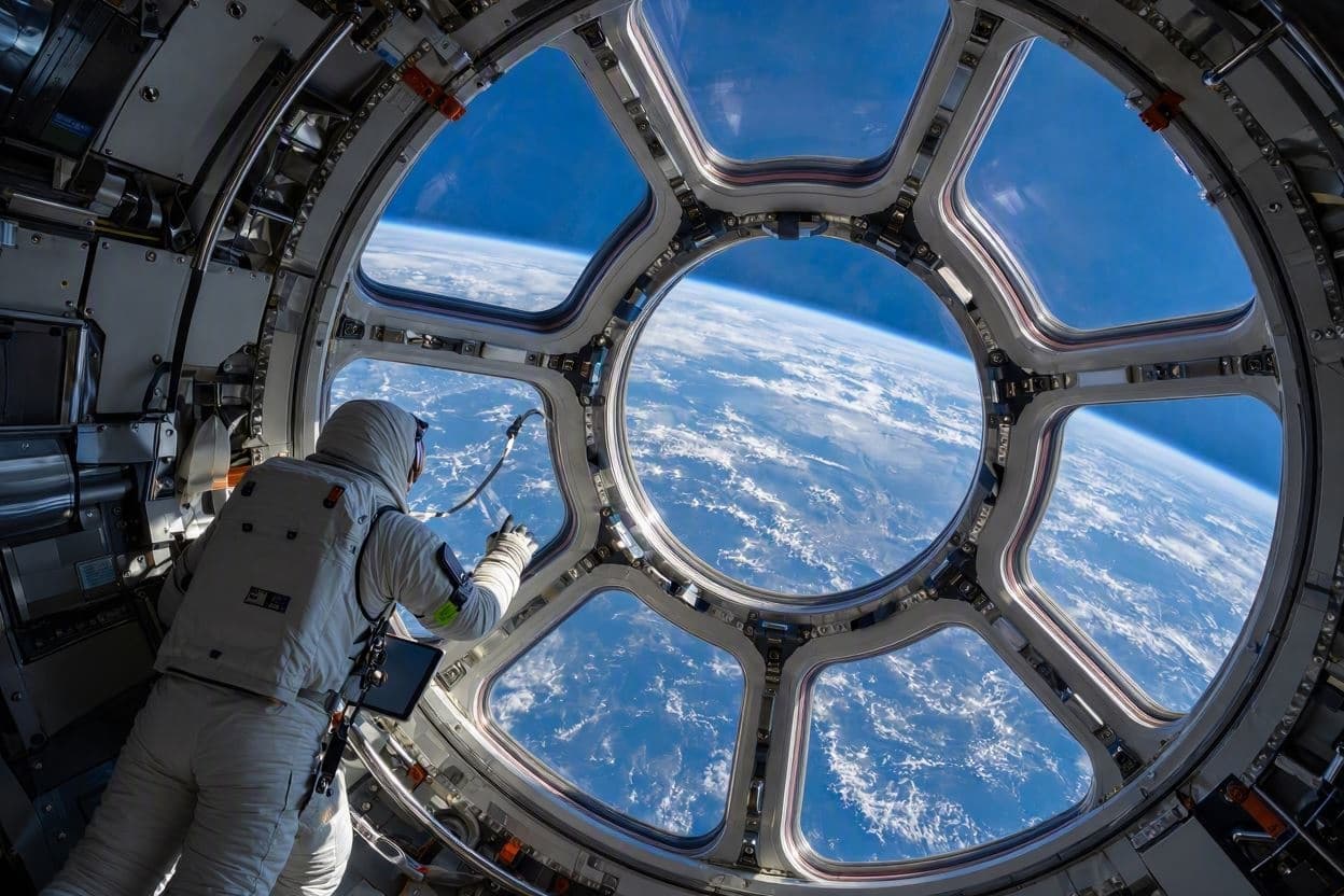 Humanity finds a moment of peace in space. Humanity finds a moment of peace in space.