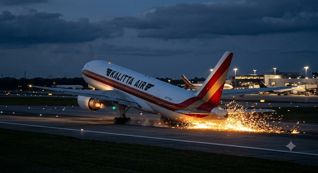 Sparks Fly: Kalitta Air Boeing 777 Suffers Dramatic Tailstrike During CVG Go-Around Sparks Fly: Kalitta Air Boeing 777 Suffers Dramatic Tailstrike During CVG Go-Around