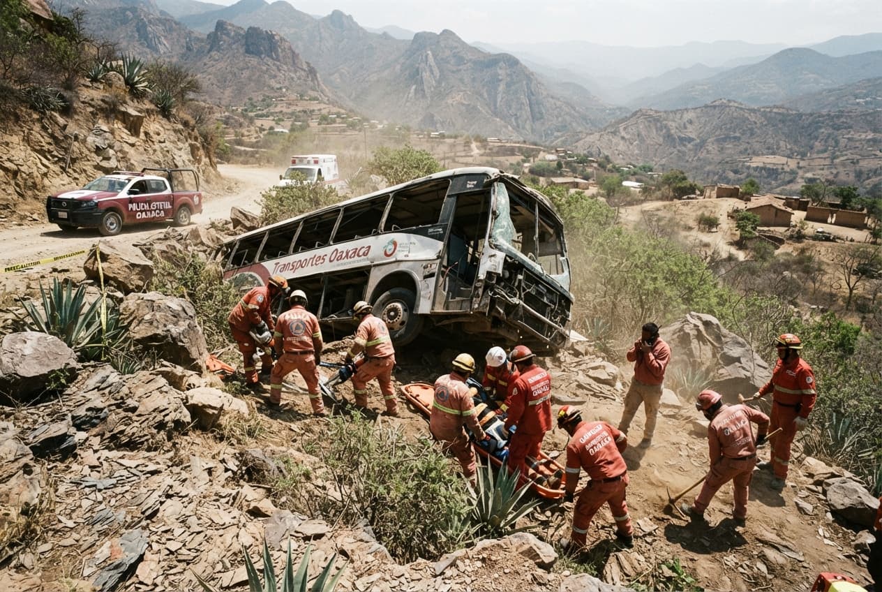 Rural Highway Disaster: Twelve Dead And Twenty Injured Following Bus Rollover In Oaxaca Rural Highway Disaster: Twelve Dead And Twenty Injured Following Bus Rollover In Oaxaca