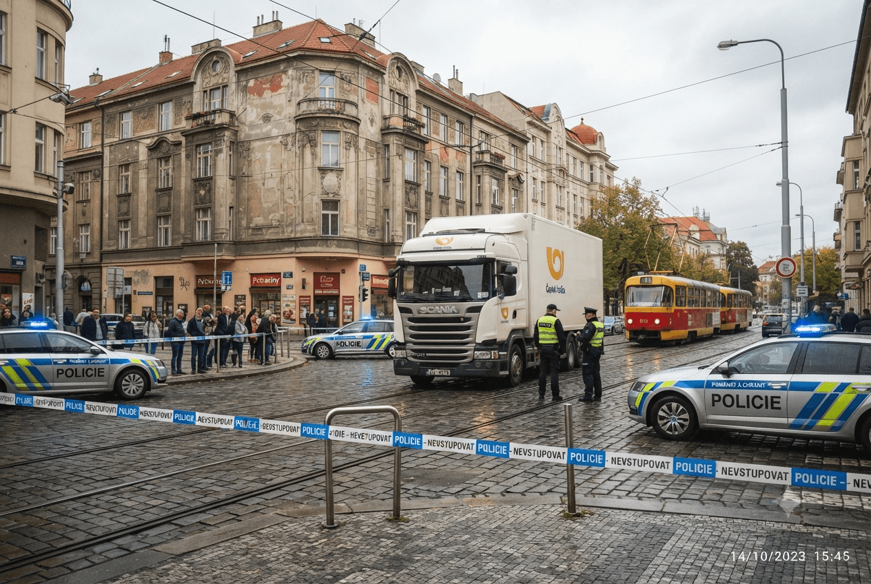 Prague Road Incident: One Cyclist Dead After Being Struck By Freight Truck This Sunday Prague Road Incident: One Cyclist Dead After Being Struck By Freight Truck This Sunday