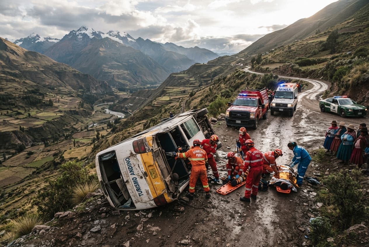 Four People Killed After Overloaded Minibus Plunges Off Steep Cliff on Rural Road Outside La Paz Four People Killed After Overloaded Minibus Plunges Off Steep Cliff on Rural Road Outside La Paz