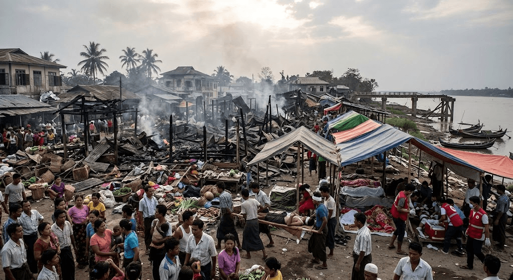 Carnage in Rakhine: Over 50 Killed as Myanmar Junta Bombs Busy Market Carnage in Rakhine: Over 50 Killed as Myanmar Junta Bombs Busy Market
