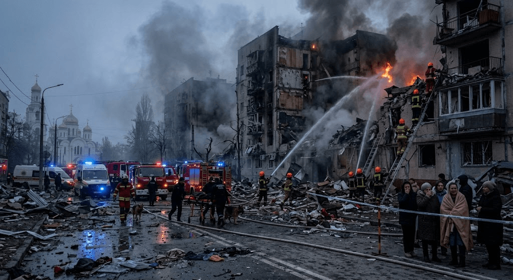 Midnight Terror in Kyiv: Russian Missile and Drone Barrage Kills 12, Injures Dozens Midnight Terror in Kyiv: Russian Missile and Drone Barrage Kills 12, Injures Dozens