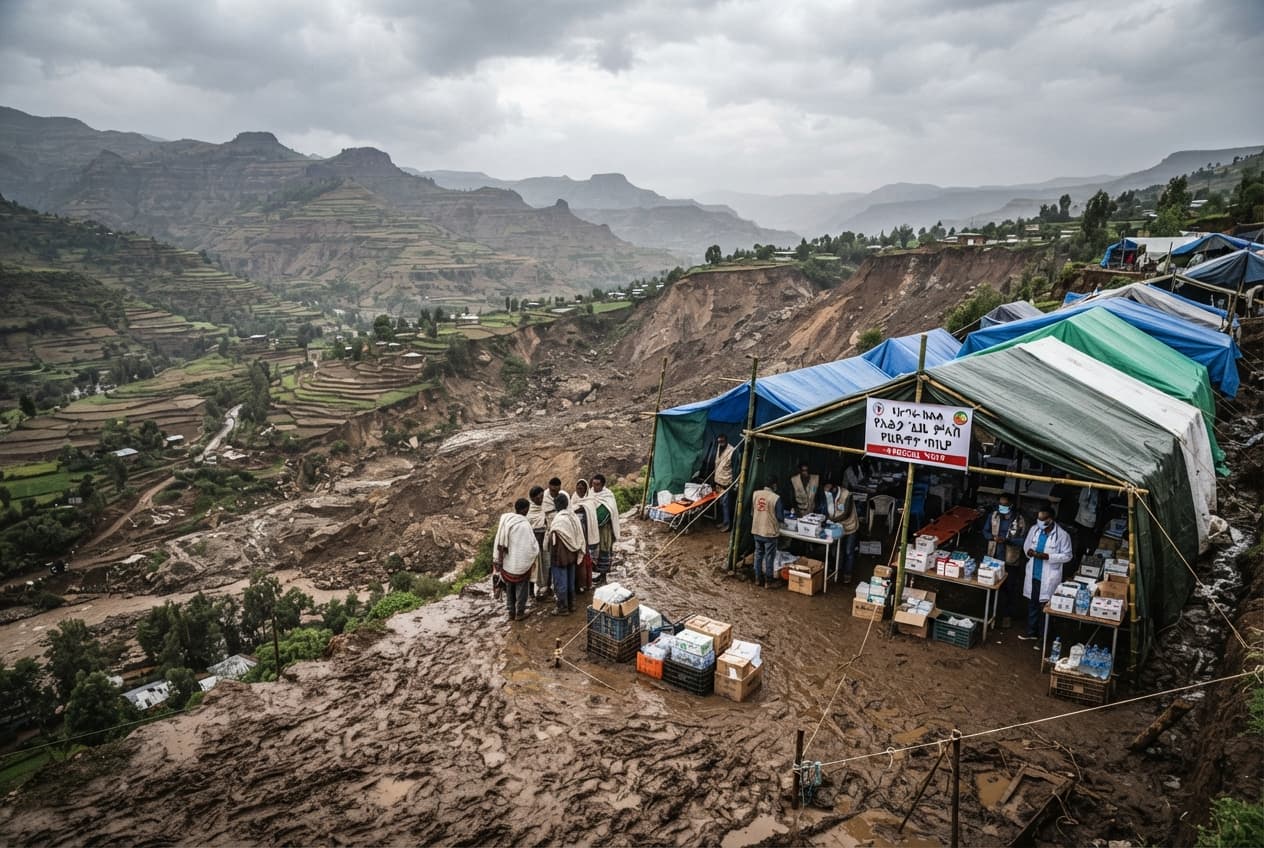 Amhara, Ethiopia: Landslide Buries Rural Farming Hamlet, Claiming Nine Lives in Mountainous Highlands Amhara, Ethiopia: Landslide Buries Rural Farming Hamlet, Claiming Nine Lives in Mountainous Highlands