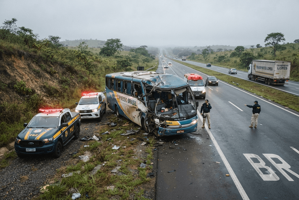 Traffic Incident: Federal Highway Police Confirm Two Deaths in Bus Crash on BR-101 Route Traffic Incident: Federal Highway Police Confirm Two Deaths in Bus Crash on BR-101 Route