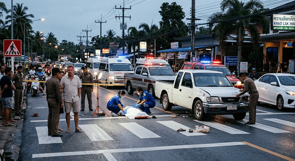 Tragedy in Khao Lak: Pickup Truck Hits German Tourists at Crosswalk, 2 Dead Tragedy in Khao Lak: Pickup Truck Hits German Tourists at Crosswalk, 2 Dead