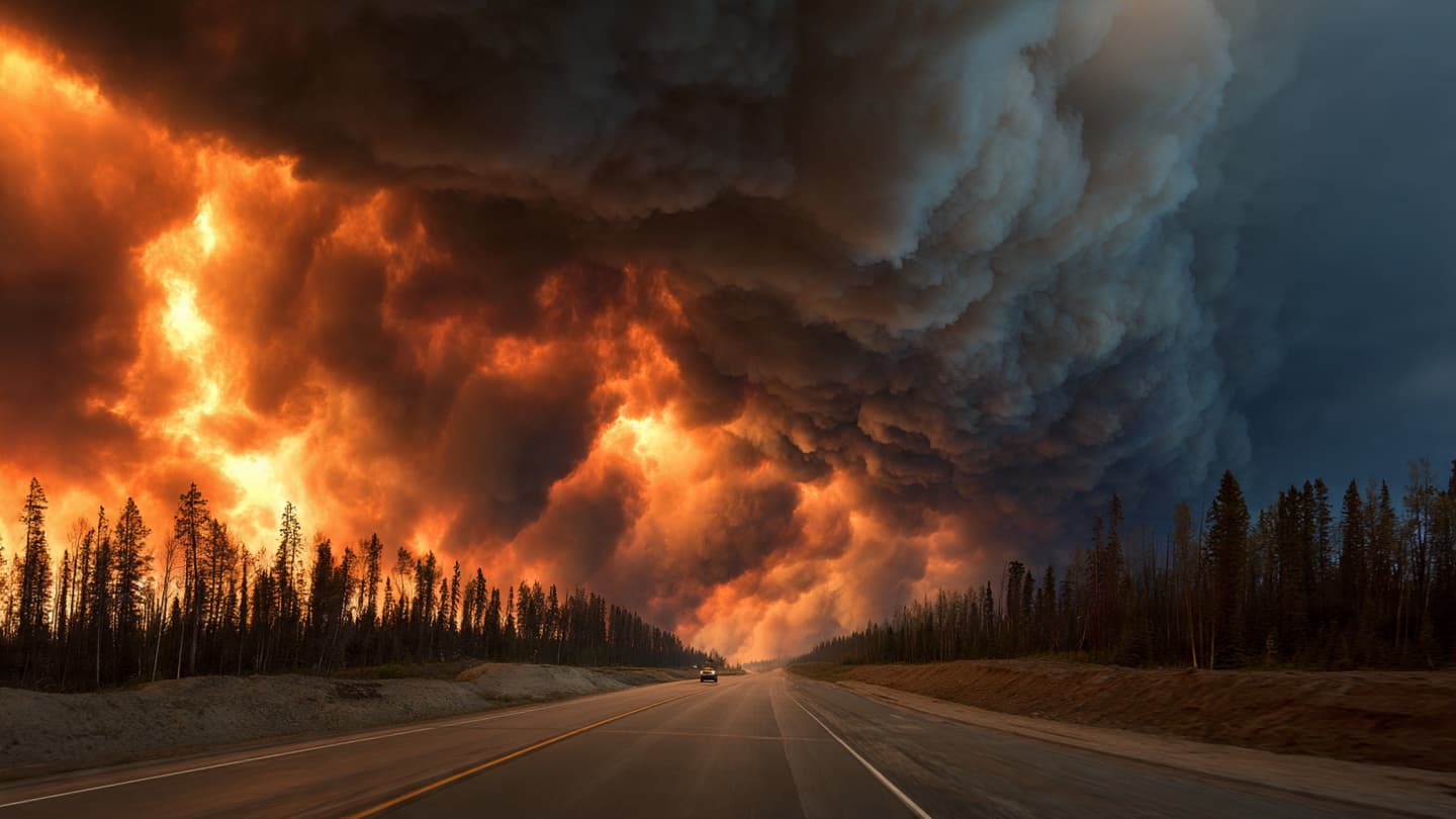 Through Ash-Covered Highways and Restless Winds, Canadian Communities Escape Advancing Wildfires Carefully Tonight Through Ash-Covered Highways and Restless Winds, Canadian Communities Escape Advancing Wildfires Carefully Tonight