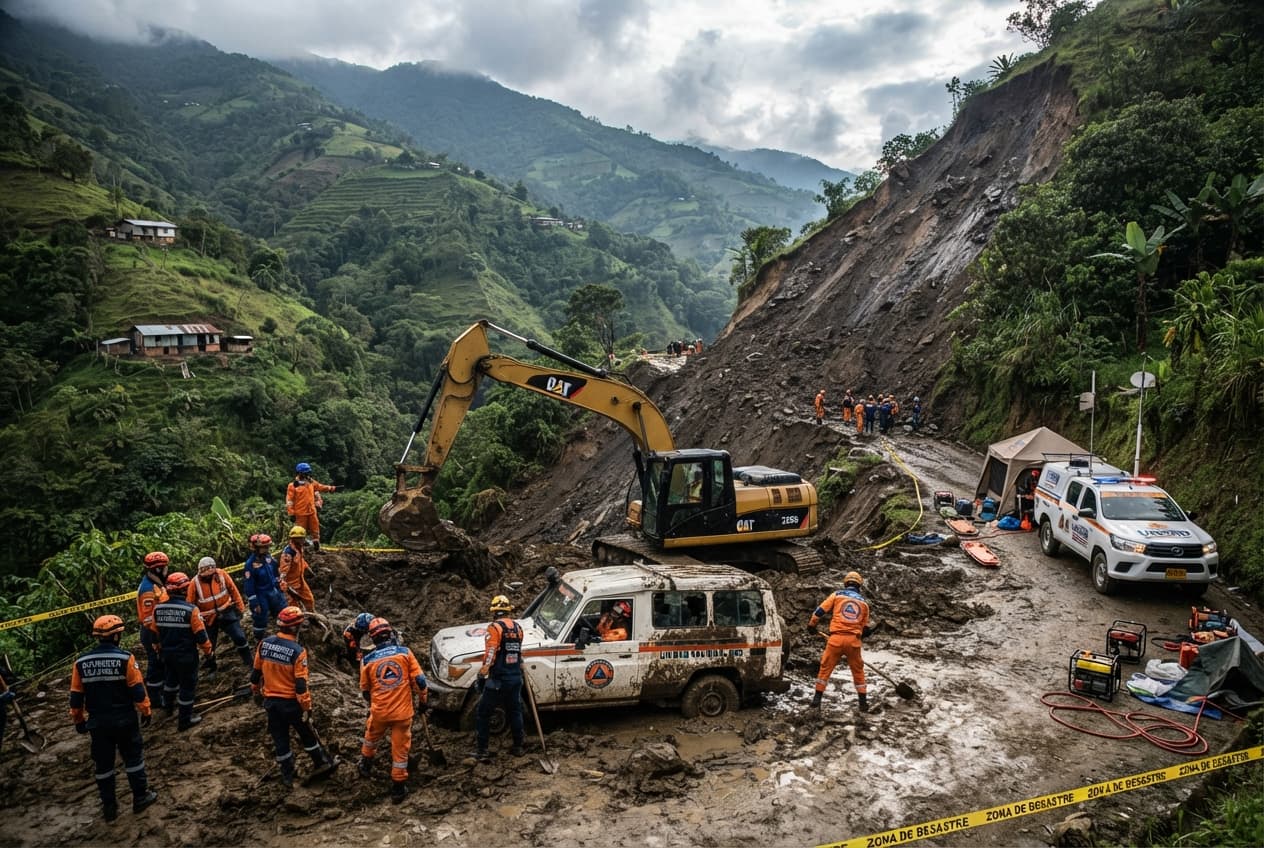 Rural Road Disaster in Cauca: Landslide Buries Vehicle Leaving Three Dead in Colombia Rural Road Disaster in Cauca: Landslide Buries Vehicle Leaving Three Dead in Colombia