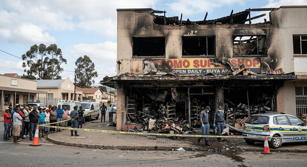 Tsomo CBD Inferno: Explosion Sparks Deadly Fire, Trapping and Killing 6 Foreign Nationals Tsomo CBD Inferno: Explosion Sparks Deadly Fire, Trapping and Killing 6 Foreign Nationals