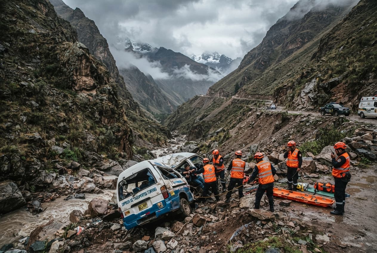 Passenger Van Plunges Into Ravine: Eight Dead Following Andean Pass Transit Disaster Passenger Van Plunges Into Ravine: Eight Dead Following Andean Pass Transit Disaster
