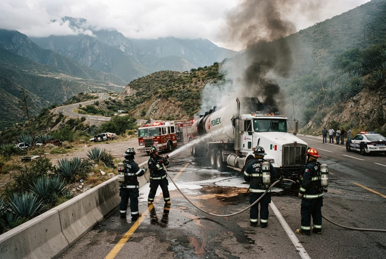 Highway Inferno Disaster: Multi-Vehicle Pileup Involving Fuel Tanker Kills Seven Near Puebla-Orizaba Today Highway Inferno Disaster: Multi-Vehicle Pileup Involving Fuel Tanker Kills Seven Near Puebla-Orizaba Today