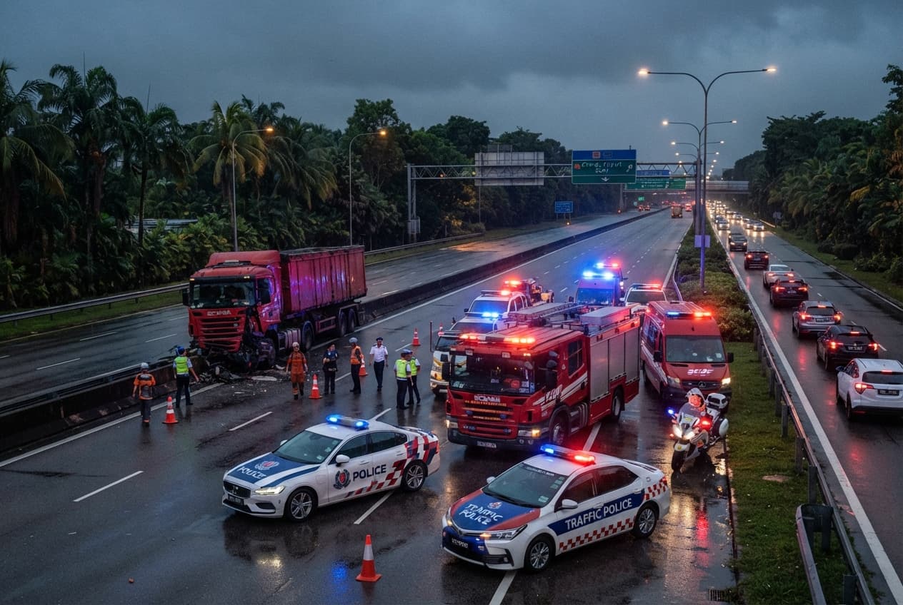 High-Speed Collision on Expressway: Heavy Cargo Vehicles Crash and Leave Two Dead High-Speed Collision on Expressway: Heavy Cargo Vehicles Crash and Leave Two Dead