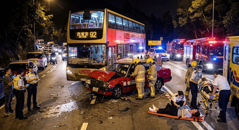 Tragedy on Hiram’s Highway: Taxi Driver Dead, Two Injured After Head-On KMB Bus Crash Tragedy on Hiram’s Highway: Taxi Driver Dead, Two Injured After Head-On KMB Bus Crash