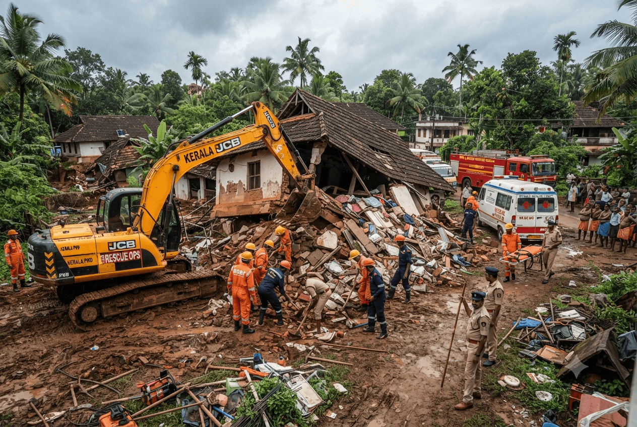 Emergency Crews Recover Bodies: Central Kerala Landslips Leave Families Trapped Under Massive Debris Piles Emergency Crews Recover Bodies: Central Kerala Landslips Leave Families Trapped Under Massive Debris Piles