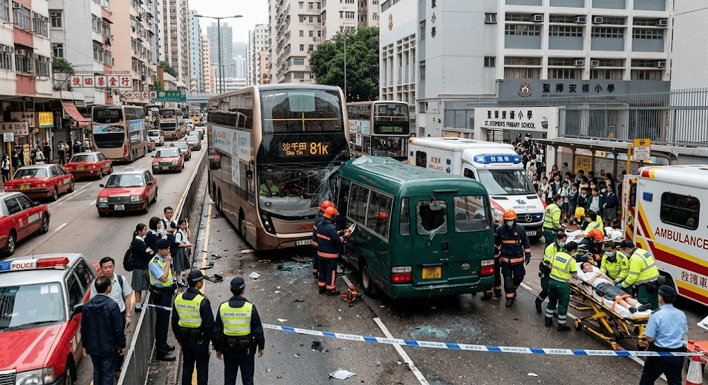 Morning Commute Disaster: At Least 14 Injured in Dual-Bus Collision Near Hong Kong School Morning Commute Disaster: At Least 14 Injured in Dual-Bus Collision Near Hong Kong School