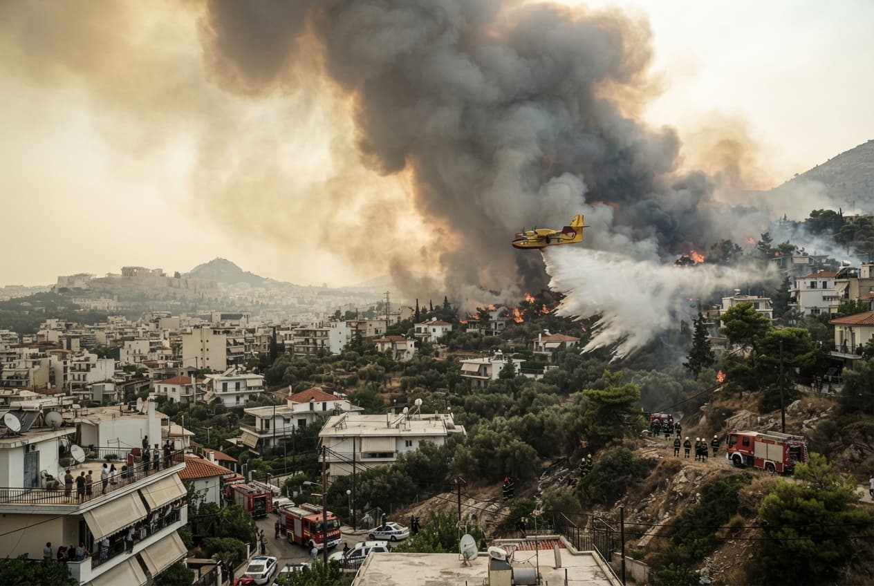 Wildfire Crisis: Blazes Sweep Through Residential Outskirts of Athens, Forcing Evacuations and Leaving One Dead Wildfire Crisis: Blazes Sweep Through Residential Outskirts of Athens, Forcing Evacuations and Leaving One Dead