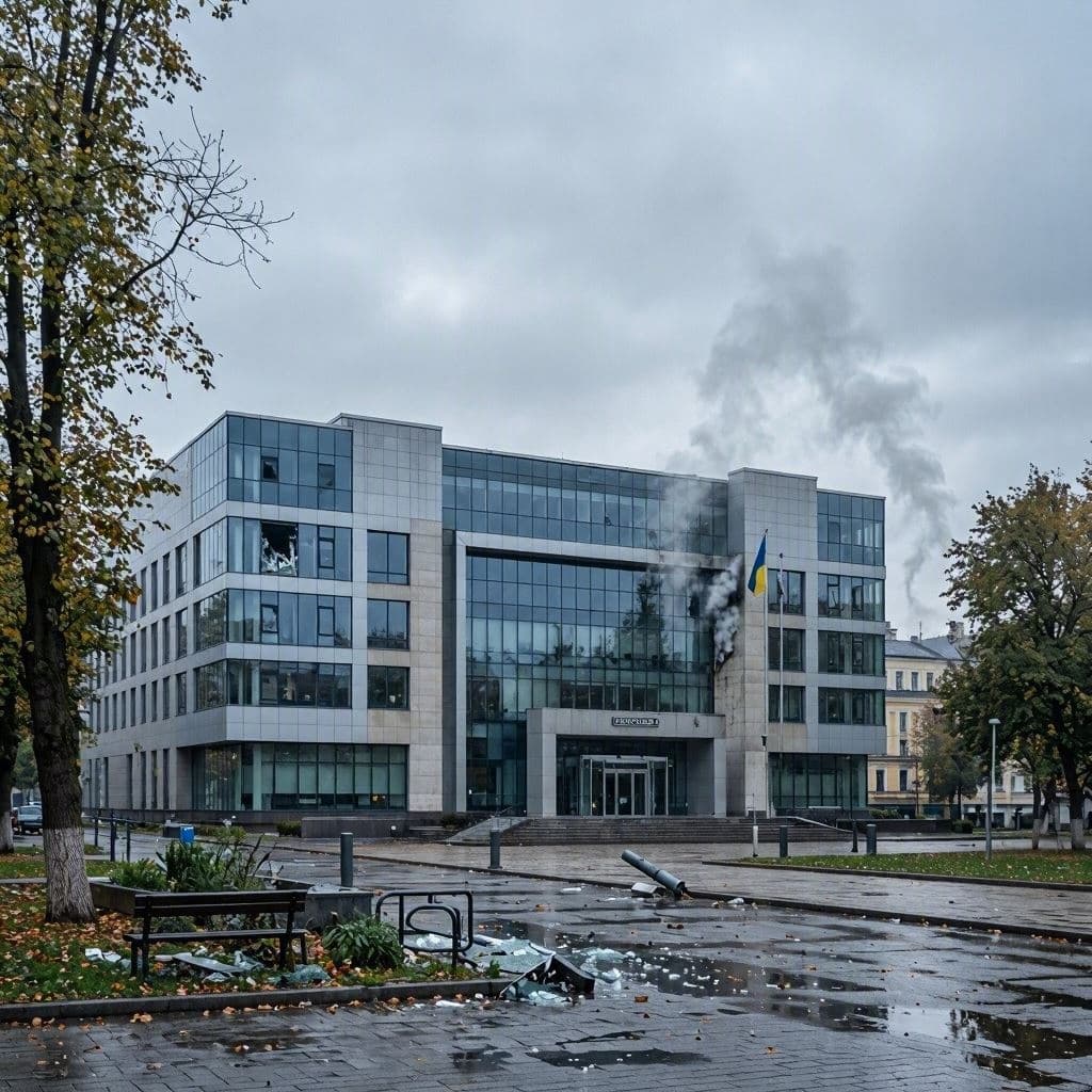 Seven injured as drones target SBU headquarters. Seven injured as drones target SBU headquarters.