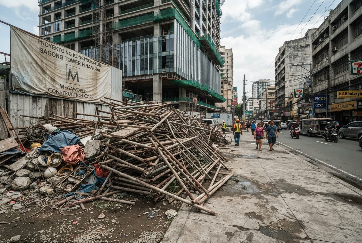 Construction Site Disaster: Scaffolding Collapse Injures Four Workers During High-Rise Tower Remodeling Project Construction Site Disaster: Scaffolding Collapse Injures Four Workers During High-Rise Tower Remodeling Project