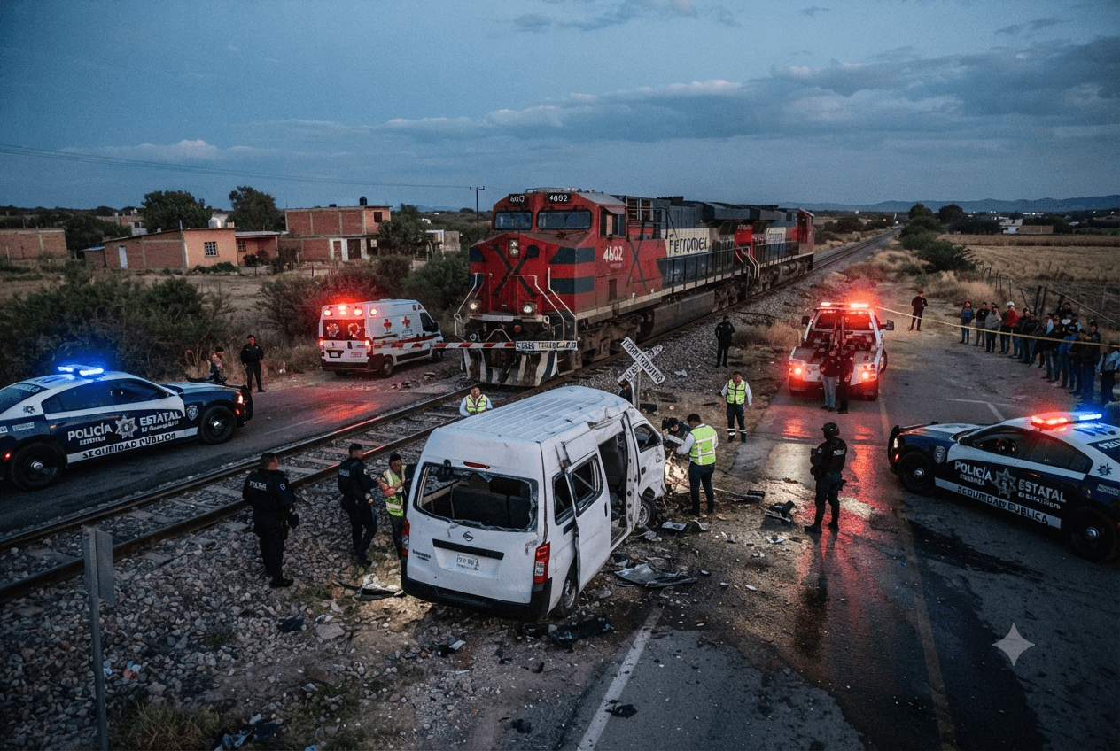 Guanajuato Railway Disaster: Freight Train Collides with Passenger Van, Resulting in Seven Deaths Guanajuato Railway Disaster: Freight Train Collides with Passenger Van, Resulting in Seven Deaths