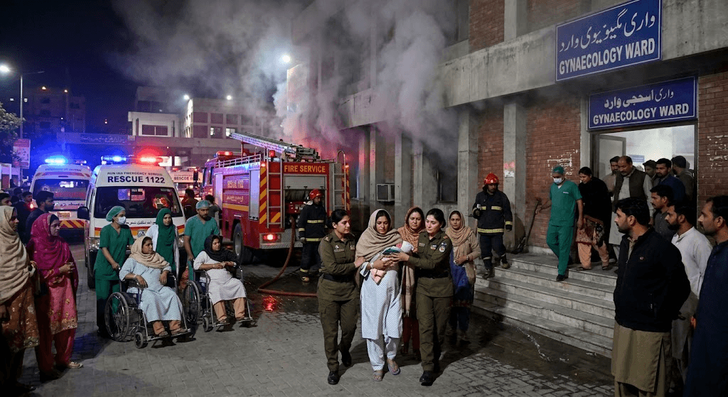 Evacuation Underway: Smoke Fills Lahore General Hospital Gynaecology Ward as Fire Breaks Out Evacuation Underway: Smoke Fills Lahore General Hospital Gynaecology Ward as Fire Breaks Out