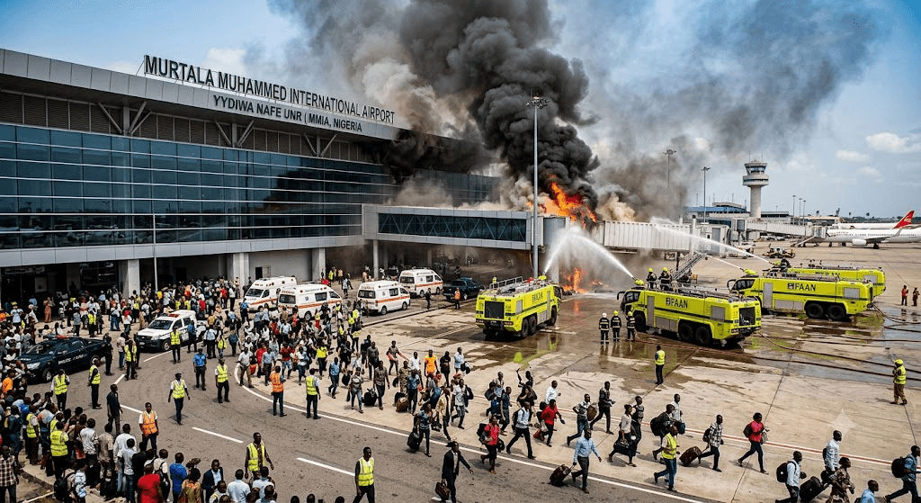 Chaos at MMIA: Sudden Fire Breaks Out at Lagos Airport’s Terminal 2 Chaos at MMIA: Sudden Fire Breaks Out at Lagos Airport’s Terminal 2