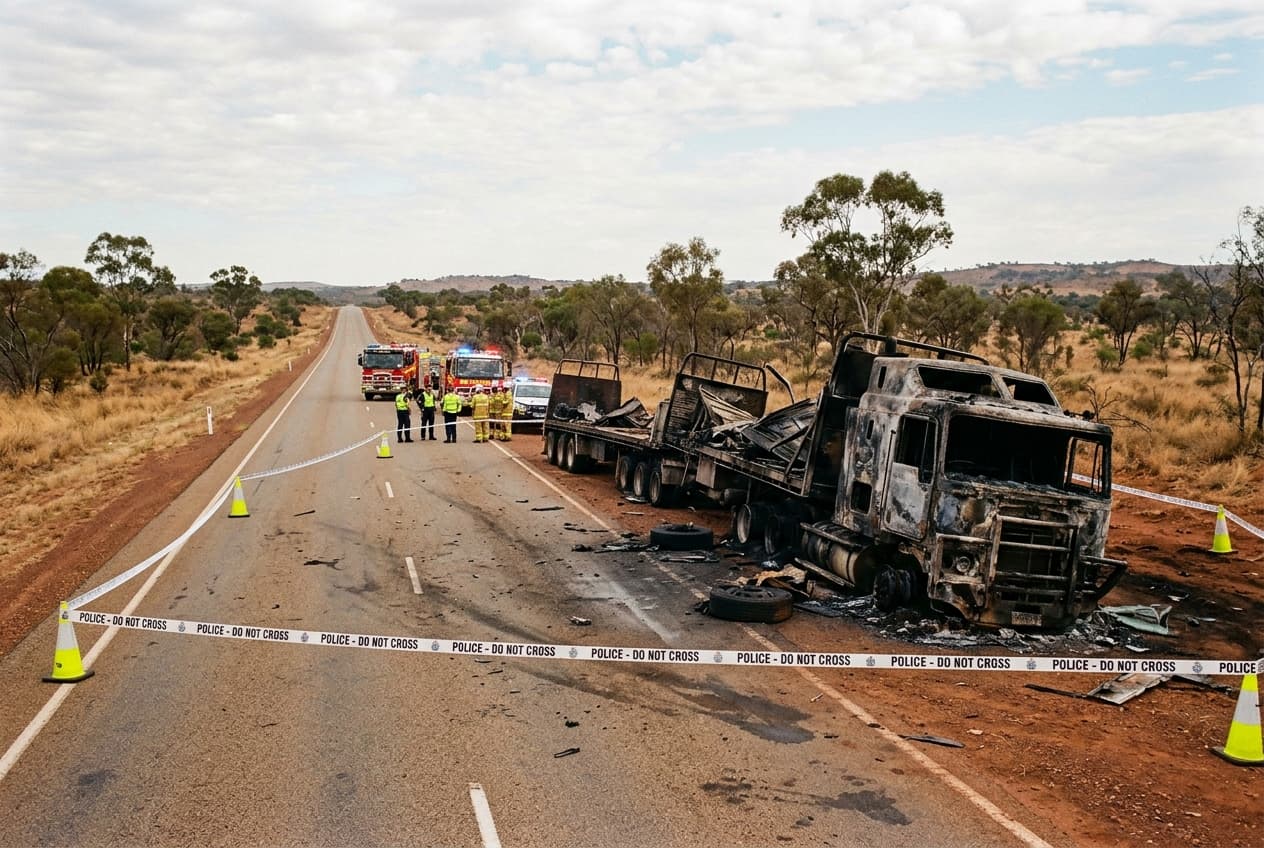 Two Trucks Collide In Western Australia, Three Confirmed Dead As Highway Shuts Down Two Trucks Collide In Western Australia, Three Confirmed Dead As Highway Shuts Down