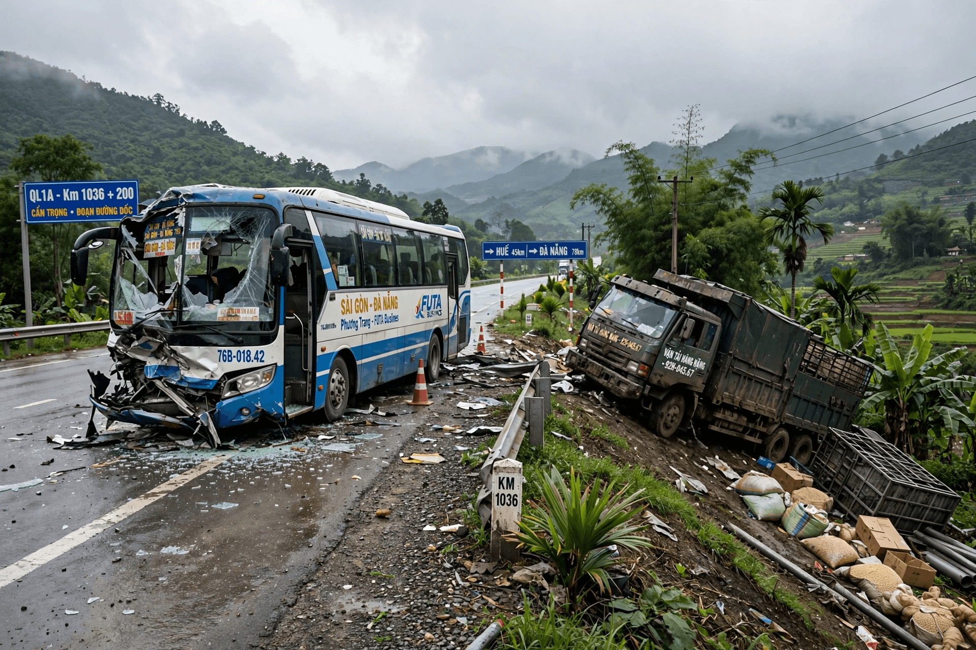 Fatal Road Accident, Vietnam: Three Dead After Passenger Bus Collides With Heavy Truck Today Fatal Road Accident, Vietnam: Three Dead After Passenger Bus Collides With Heavy Truck Today