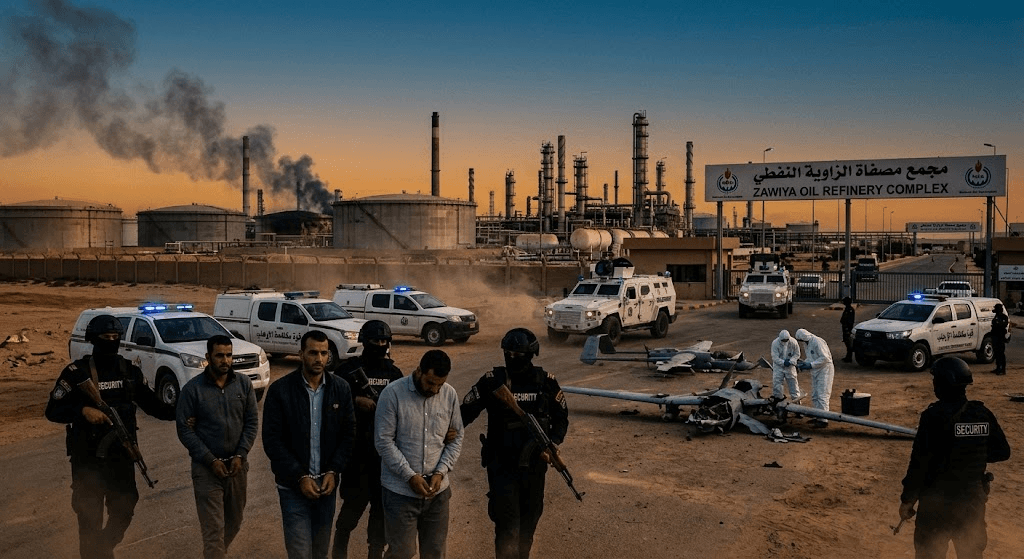 Libya Cracks Down: 5 Arrested Over Drone Strikes on Vital Zawiya Oil Complex Libya Cracks Down: 5 Arrested Over Drone Strikes on Vital Zawiya Oil Complex
