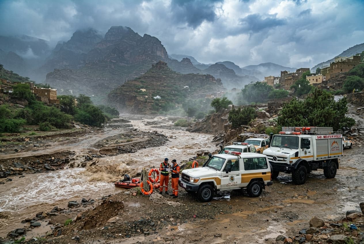 Asir Province Flash Floods: Heavy Rainstorms Sweep Away Livestock And Leave Two Dead In Saudi Arabia Asir Province Flash Floods: Heavy Rainstorms Sweep Away Livestock And Leave Two Dead In Saudi Arabia