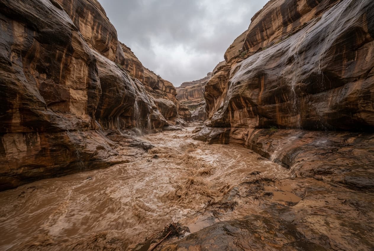 Flash Flood Surges Through Canyon: Tourist Drowns During Sudden Torrent in Utah Flash Flood Surges Through Canyon: Tourist Drowns During Sudden Torrent in Utah