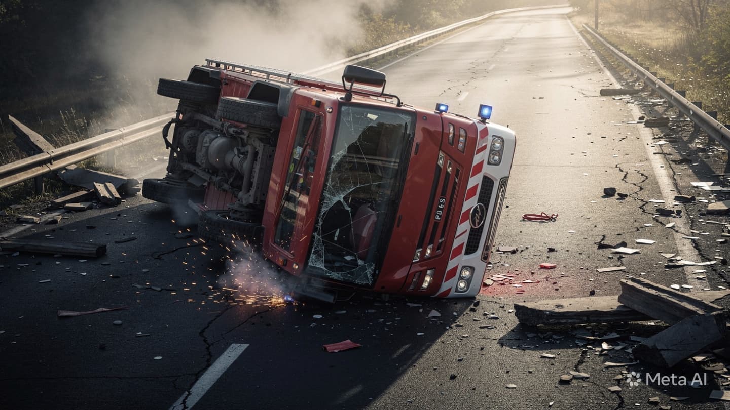 Demak Traffic Incident: Fire Engine Rolls Over After Violent Collision With Large Tanker Truck Demak Traffic Incident: Fire Engine Rolls Over After Violent Collision With Large Tanker Truck