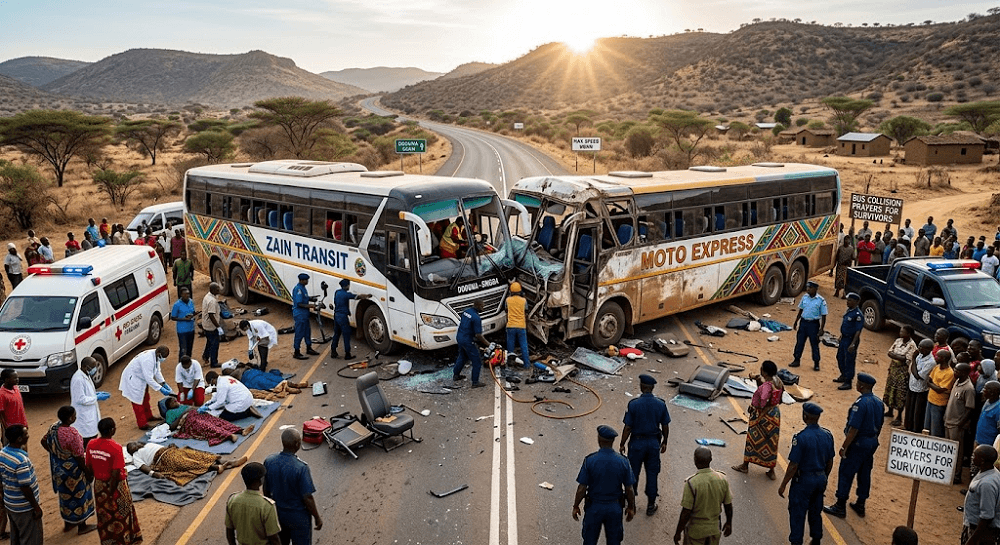 Tragedy in Central Tanzania: Highway Bus Collision Leaves 8 Dead, 66 Injured Tragedy in Central Tanzania: Highway Bus Collision Leaves 8 Dead, 66 Injured