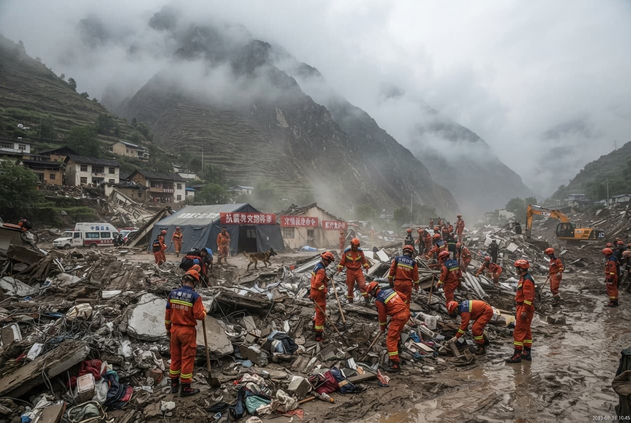 Geological Tragedy, China: Fourteen Dead After Catastrophic Landslide Buries Remote Southwestern Hamlet Geological Tragedy, China: Fourteen Dead After Catastrophic Landslide Buries Remote Southwestern Hamlet